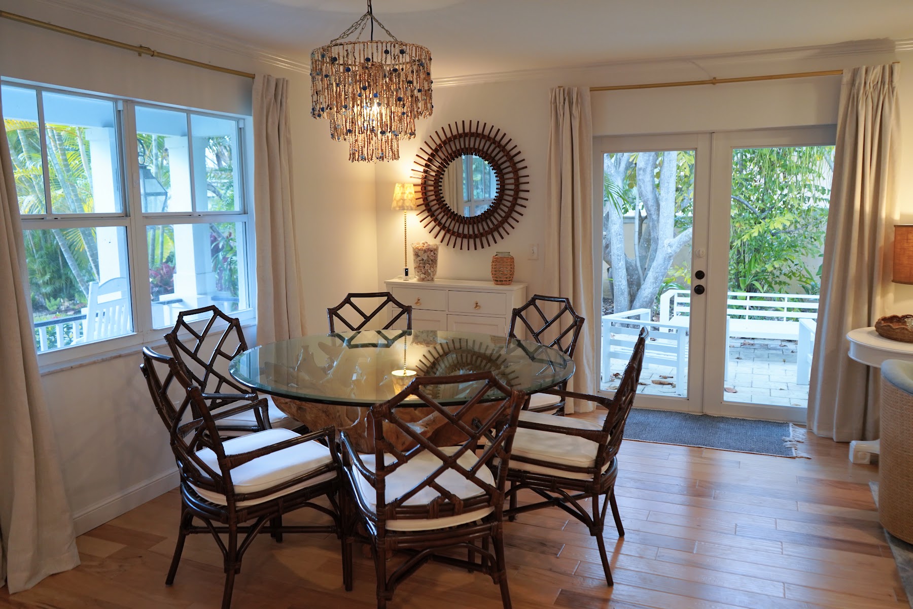 Dining area opening toward the porch