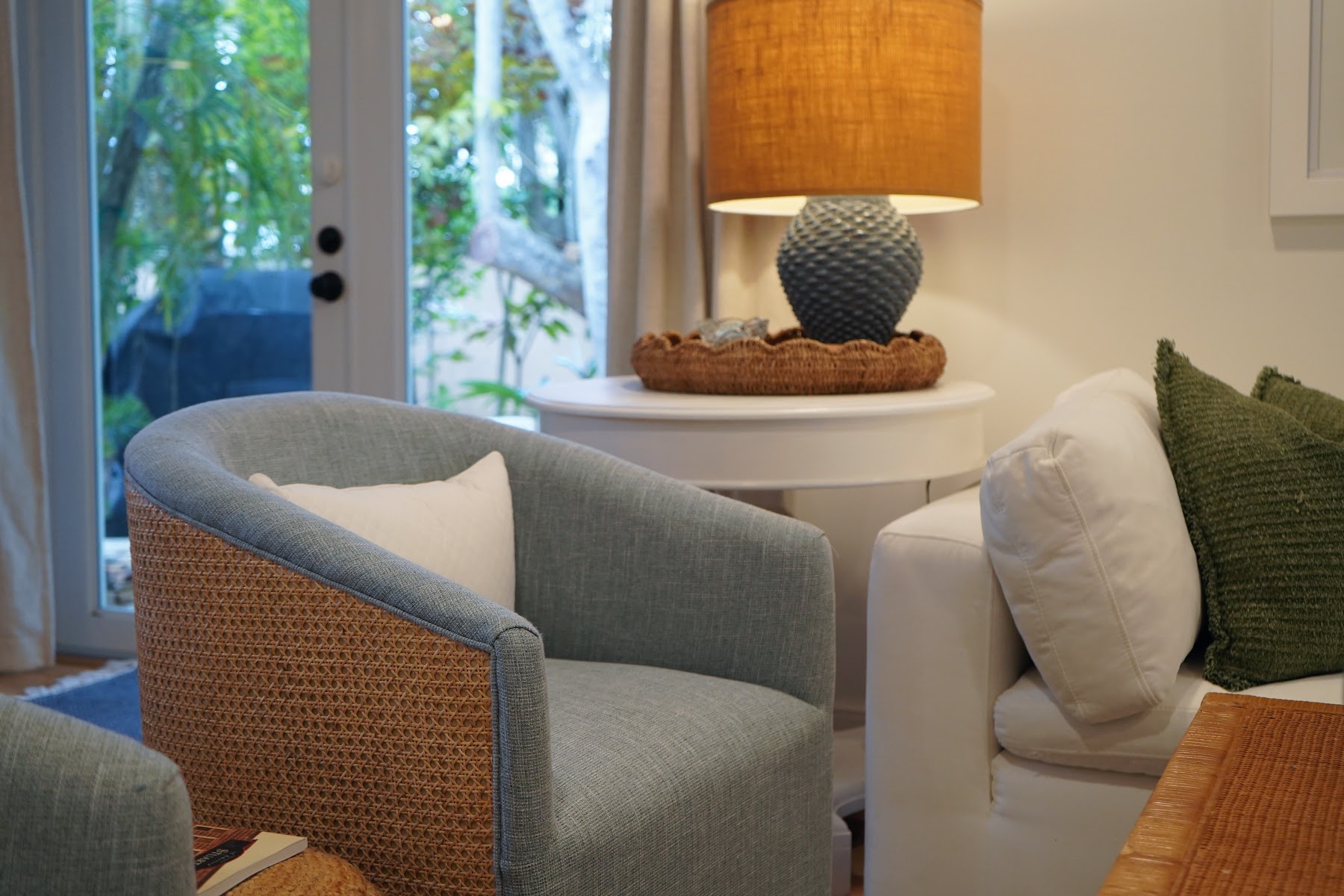 Reading chair beside the garden doors
